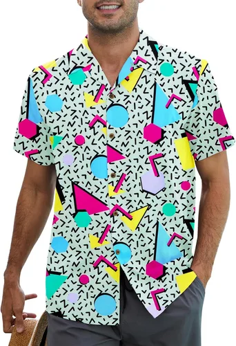 Vista 127 de Camisa hawaiana para hombre, con estampado floral, cómoda, con botones, casual, manga corta, ropa de playa para hombre