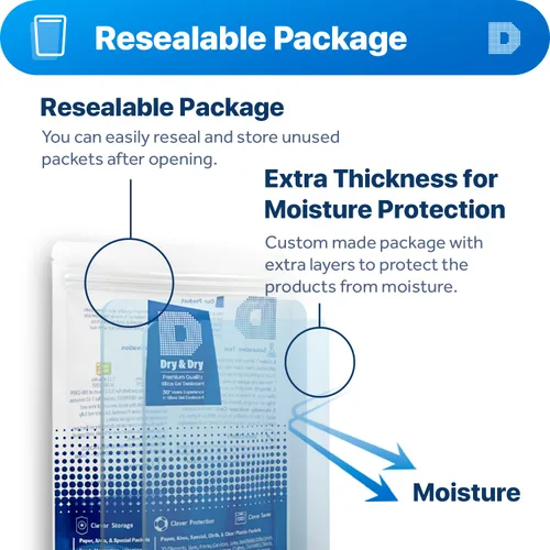 Vista 6 de Dry & Dry 0.04 oz [50 paquetes] Paquetes de gel de sílice desecantes, paquetes de sílice - Paquetes de gel de sílice recargable, paquetes