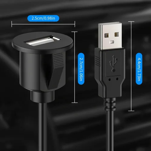 Vista 3 de Cable de extensión USB universal para tablero de instrumentos de montaje empotrado para radio de coche estéreo Android Wince unidad principal DVD CD