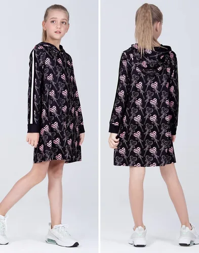 Vista 4 de Quedoris Vestido casual de manga larga con estampado de unicornio para niñas de 4 a 10 años