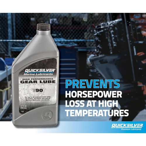 Vista 2 de Quicksilver 858065Q01 SAE 90 Lubricante de engranajes de alto rendimiento, 2.5 galones