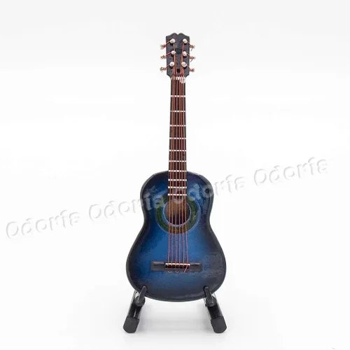 Vista 2 de Odoria 1/12 Guitarra Miniatura Casa de Muñecas Instrumentos Musicales Accesorios, Azul