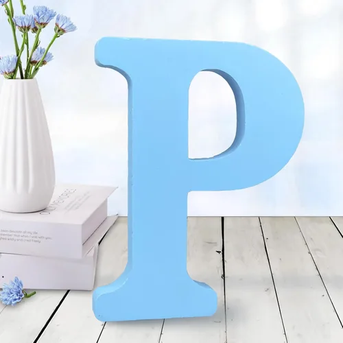 Vista 16 de AOCEAN - Letras de madera azul de 6 pulgadas, letras de madera sin terminar para decoración de pared, letras decorativas en pie, cortes de letras