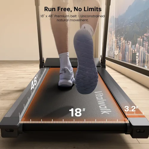 Vista 3 de Vitalwalk Foldable Treadmill with Auto Incline, Commercial Wide Running Belt, 10MPH, 3.5HP Brushless, Walking Pad Treadmill for Home, Auto Folding