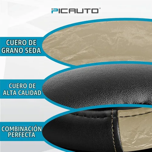 Vista 3 de PIC AUTO Funda para volante, protector de volante de automóvil de cuero de grano de seda, agarre cómodo, universal de 14.5 a 15.5 pulgadas Beige