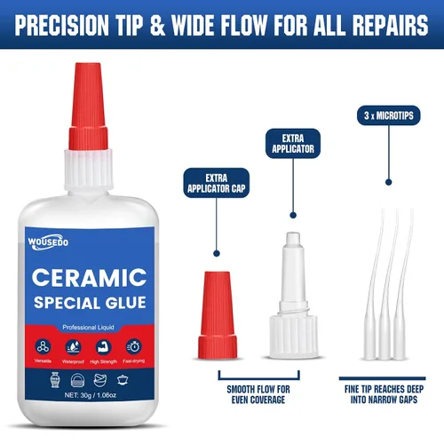 Vista 7 de Pegamento de cerámica de 1.06 oz para cerámica, impermeable y adhesivo instantáneo de alta resistencia