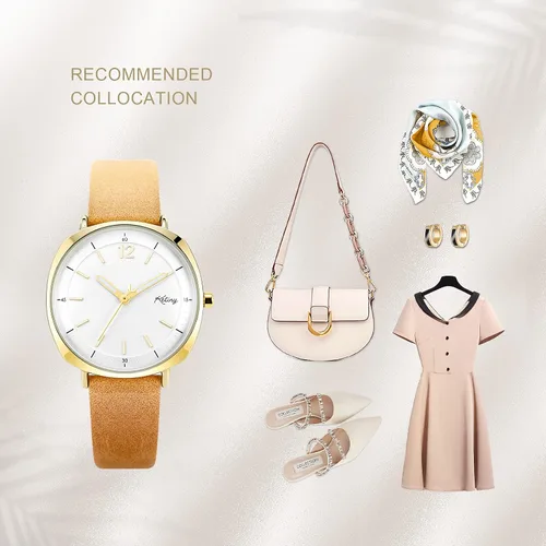 Vista 6 de Reloj de pulsera para mujer con correa de piel fácil lectura