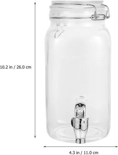 Vista 5 de Luxshiny Dispensador de bebidas con espita frigorífica botella de refrigerador dispensador de bebidas de vidrio con grifo dispensador de bebidas