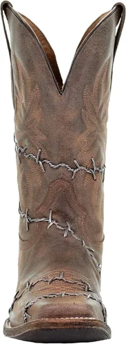 Vista 4 de CORRAL Botas de punta cuadrada tejidas con alambre de púas para hombre, Marrón