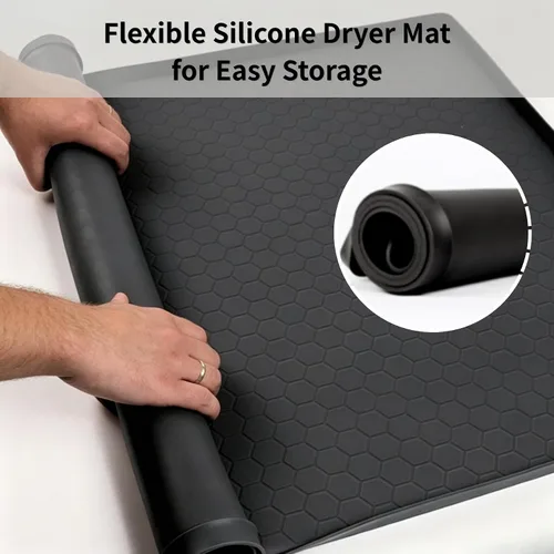 Vista 6 de Alfombrilla protectora superior para secadora, color negro, 25 x 19 pulgadas, silicona, 1 paquete antideslizante