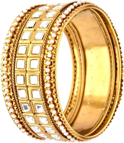 Vista 6 de Efulgenz Indian Bangles for Women Faux Kundan Bangles Bracelet for Women Gold Tone Indian Wedding Jewelry Bollywood Fashion Statement Jewelry for