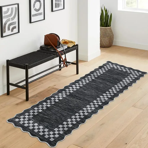 Vista 67 de GarveeHome Alfombra lavable de 5 x 7 pies para sala de estar, alfombra Beige festoneado