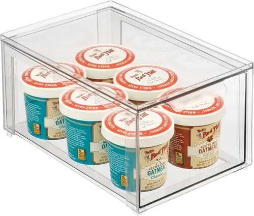 Vista 8 de Papelera mDesign apilable, con cajón extraíble, para cocina, transparente