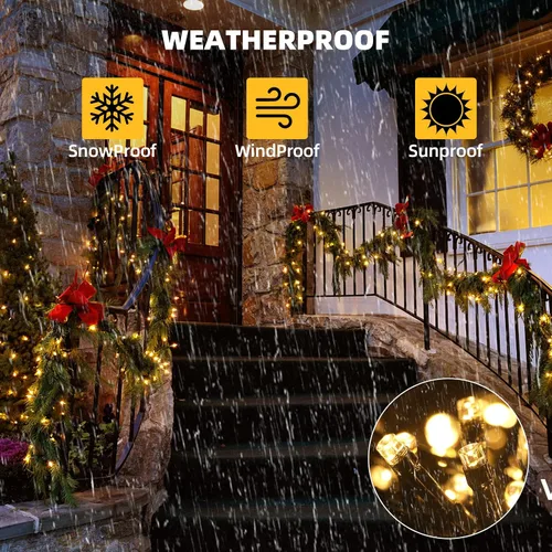 Vista 5 de Guirnalda de luces de Navidad para interiores y exteriores, luces para árbol de Navidad, con certificación UL, función de memoria con enchufe