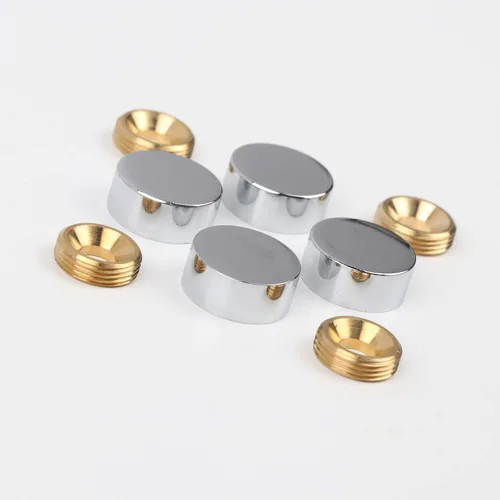 Vista 3 de Tornillos de espejo, clavos decorativos de espejo con tapa de latón, 0.6 pulgadas, cromo pulido, paquete de 4