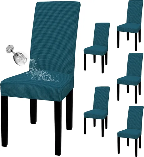 Vista 40 de Easy-Going - Juego de 2 fundas para sillas de comedor 100% impermeables, de tela Jacquard elástica, fundas protectoras removibles y lavables