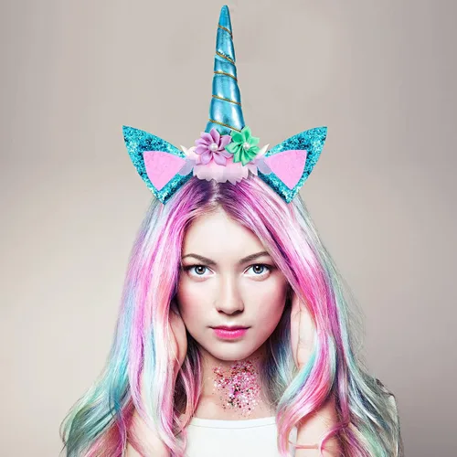 Vista 5 de Juinte 6 juegos de diadema de unicornio de Halloween con purpurina gruesa, suministros de fiesta de disfraces para mujeres y niñas, suministros