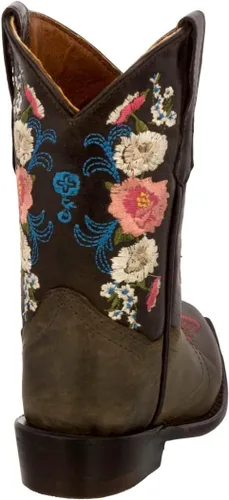 Vista 4 de Girls Jazmin Brown Toddler Floral Embroidery Cowgirl Boots Snip Toe