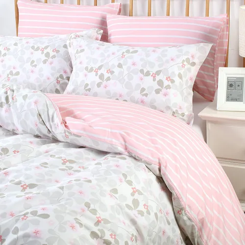 Vista 7 de Swanson Beddings Juego de ropa de cama de 2 piezas 100% algodón floral rosado: funda nórdica y una funda de almohada (individual)