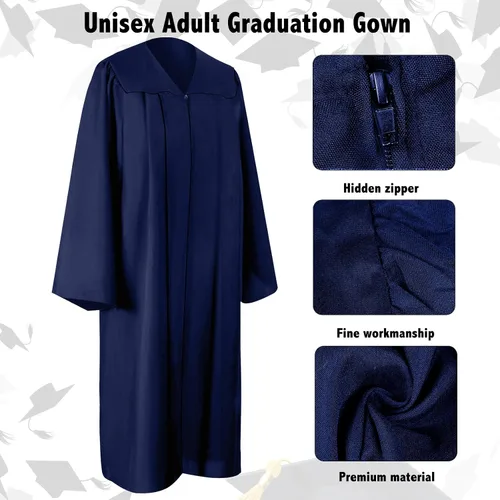 Vista 3 de Juego de gorra y vestido de graduación 2025 con borla, cordón de honor y estola de graduación para escuela secundaria, universidad y soltero