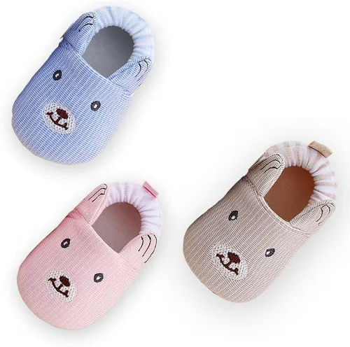 Vista 3 de Sekantrol Zapatos para recién nacidos, para niños y niñas, zapatos deportivos unisex con suela antideslizante suave, pantuflas ajustables de dibujos