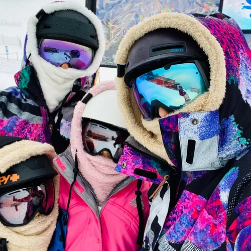 Vista 7 de Gorro con capucha de sherpa, máscara de esquí con capucha sherpa, pasamontañas, gorros para el Frio, máscara de esquí, Gris