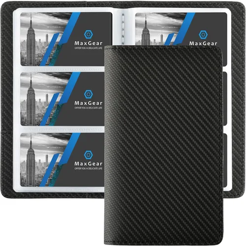 Vista 9 de MaxGear Organizador de Tarjetas de Visita, Libro Portátil para 240 Tarjetas, Portatarjetas de Negocios para Hombres y Mujeres, Archivador Negro