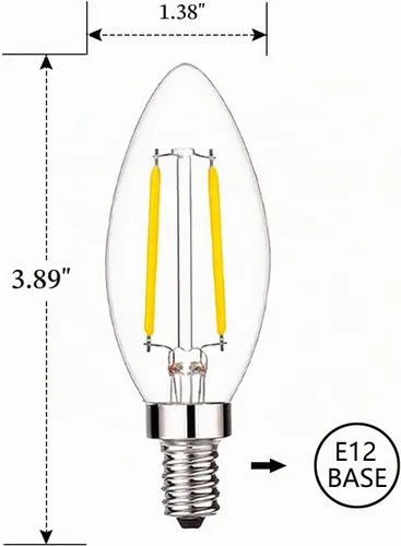Vista 3 de Sunaiony Bombillas LED para candelabros equivalentes a 25 vatios, bombilla LED B11 de 2 W, base E12 blanca cálida de 2700 K, bombillas Edison 2W