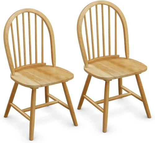 Vista 13 de POWERSTONE Juego de 2 sillas de comedor, sillas Windsor de madera con respaldo de husillo, silla de comedor de granja, silla de cocina, color negro