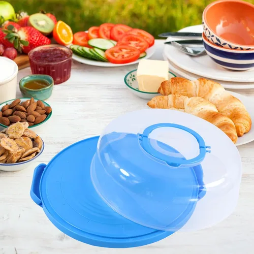 Vista 6 de Portabebés portátil de 12 pulgadas con tapa y magdalenas, tarta de galletas, para bodas, fiestas, baby shower, fiestas de Navidad (azul)