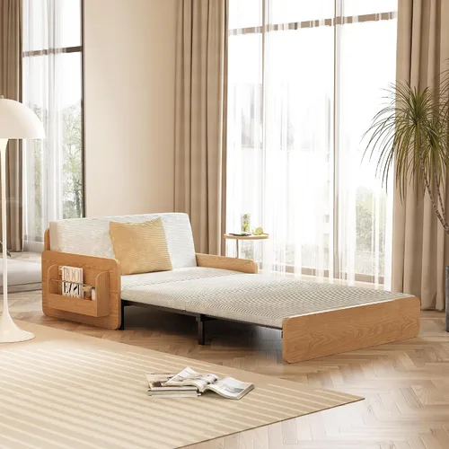 Vista 5 de Lartis Sofá cama tapizado, sofá cama multifuncional, funda de tela extraíble