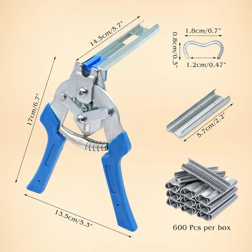 Vista 2 de Kit de alicates tipo M para anillo de uñas de cerdo con 3000 piezas de clips M, kit de alicates de anillo de cerdo para tapicería automática, Azul