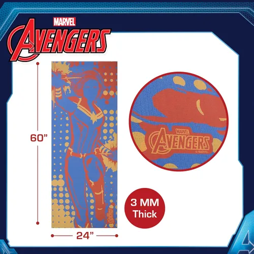 Vista 6 de Marvel Captain Marvel - Tapete de yoga antideslizante para niños y niñas, para todo uso, PVC, accesorios de fitness y entrenamiento, azul marino