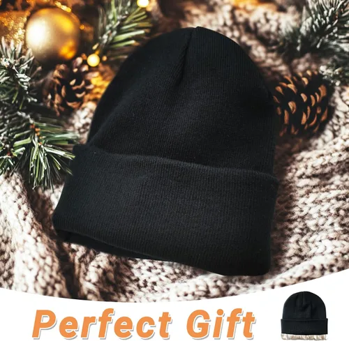 Vista 6 de NPQQUAN 2 PCS Satin Lined Beanie for Women Silk Lined Beanies Winter Warm Soft Lining Cuffed Knit Beanie Hats for Woman