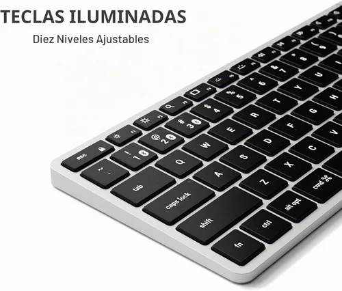 Vista 4 de Satechi Slim X1 Teclado retroiluminado Bluetooth para Mac, teclas iluminadas y sincronización multidispositivo, para MacBook Air/Pro M5/M4, iPad
