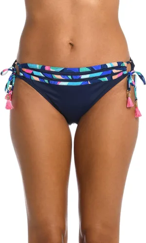 Vista 4 de La Blanca Parte inferior de bikini hipster con lazo lateral para mujer Negro/ Luces de la ciudad
