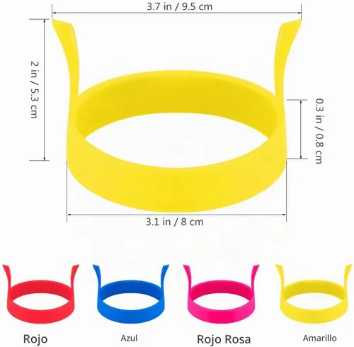 Vista 4 de 4 piezas de anillos de huevo de silicona, moldes antiadherentes redondos para desayuno, herramienta de molde para el hogar, anillos de cocina, molde