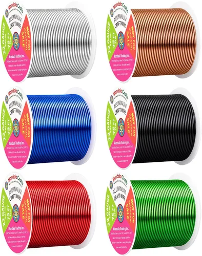 Vista 143 de Mandala Crafts - Alambre de aluminio anodizado de calibre 22 para hacer joyas - 137.2 m de alambre flexible surtido y coloreado - Doble para bonsái