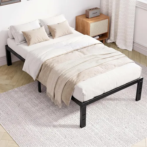 Vista 18 de Sweetcrispy - Marco de cama Queen con plataforma de listones de metal, 12 pulgadas negro (12 Inch Black)