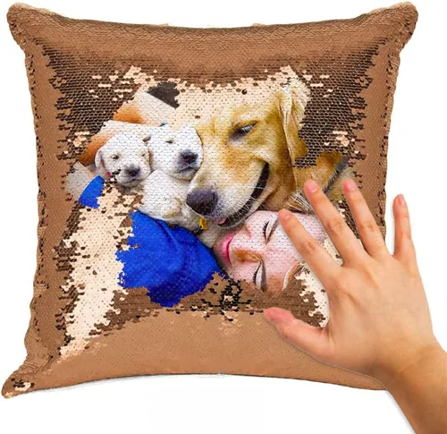 Vista 9 de Almohadas de lentejuelas personalizadas, fundas de cojín decorativas, regalos con fotos personalizadas para mamá, mejor amiga, familia, cualquier