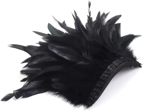 Vista 6 de L'VOW Paquete de 2 piezas de charreteras de plumas naturales con correa de hombro para Halloween