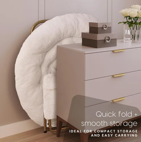 Vista 6 de Milliard Silla acogedora/silla platillo de piel sintética para dormitorio/XL (blanco + reposapiés)