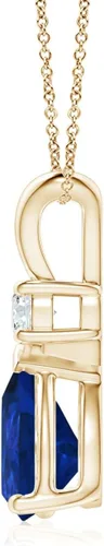 Vista 181 de Angara Colgante de lágrima de zafiro azul natural con diamante en plata/oro macizo de 14 quilates/platino Cumpleaños, compromiso, aniversario
