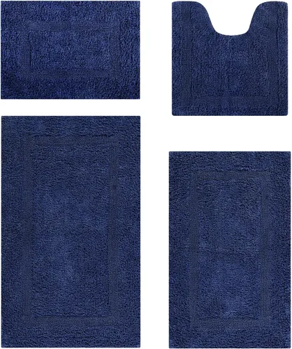 Vista 64 de Better Trends Juego de 4 alfombras de baño de lujo, 100% algodón, suaves, absorbentes de agua, reversibles, lavables a máquina, para decoración