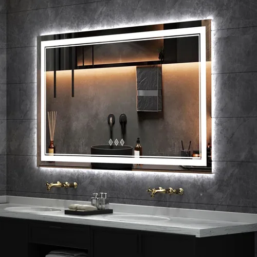 Vista 49 de Espejo LED para baño de 20 x 28 pulgadas con frente degradado y luz LED, espejo retroiluminado para baño, 3 colores, CRI > 90, espejo de baño