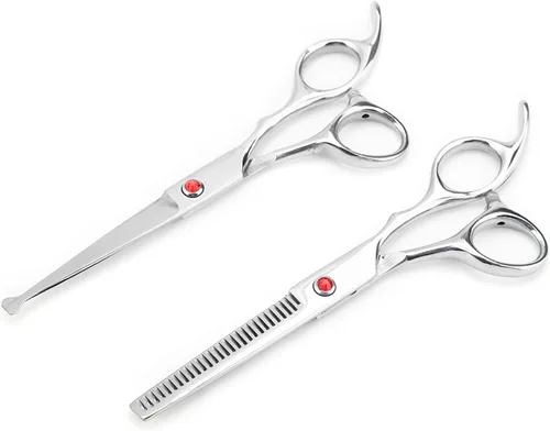 Vista 7 de Tijeras de peluquería, Tijeras de adelgazamiento de corte Conjunto de tijeras texturizantes para el cabello Salón de la Familia de Diente Plano