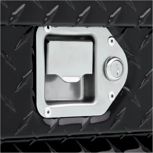 Vista 3 de UWS TBS-63-A-LP-BLK Caja de herramientas negra de aluminio con tapa biselada y aislante.