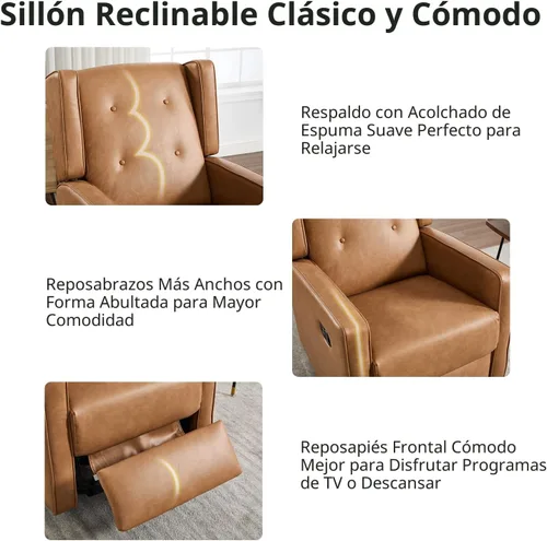 Vista 5 de CANMOV Silla mecedora reclinable giratoria, silla balancín para cuarto del bebé, sillas mecedoras para cuarto del bebé, silla reclinable manual