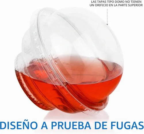 Vista 3 de Mini tazas de plástico transparente para postre con tapas de 5 onzas (juego de 50) taza de parfait desechable pequeña, tapa de cúpula, sin agujero