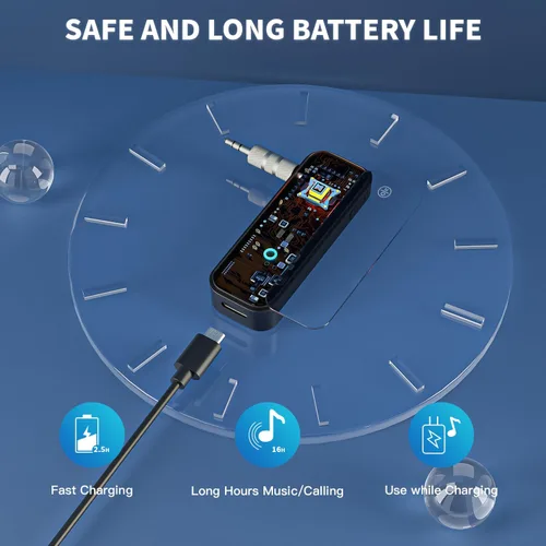 Vista 9 de Adaptador Bluetooth auxiliar portátil de 0.138 in de dientes azules adaptador auxiliar para coche 2 en 1 transmisor receptor inalámbrico Bluetooth